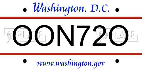 OON72O District Of Columbia License Plate