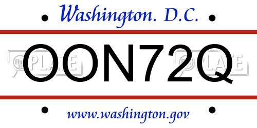 OON72Q District Of Columbia License Plate