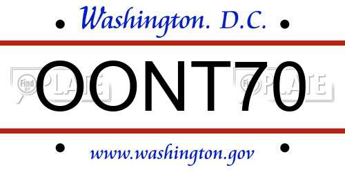 OONT70 District Of Columbia License Plate