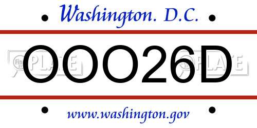 OOO26D District Of Columbia License Plate