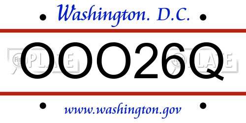 OOO26Q District Of Columbia License Plate