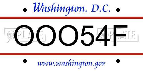 OOO54F District Of Columbia License Plate