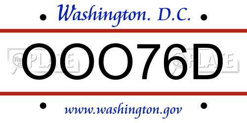 OOO76D District Of Columbia License Plate