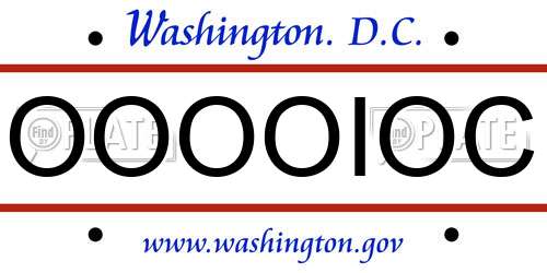 OOOOIOC District Of Columbia License Plate