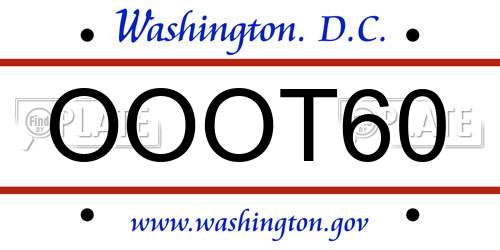 OOOT60 District Of Columbia License Plate