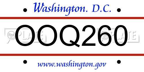 OOQ260 District Of Columbia License Plate