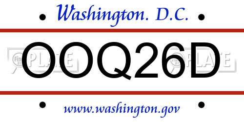 OOQ26D District Of Columbia License Plate
