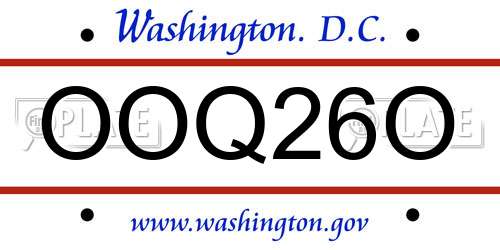 OOQ26O District Of Columbia License Plate