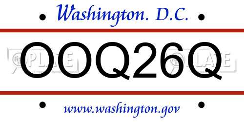 OOQ26Q District Of Columbia License Plate