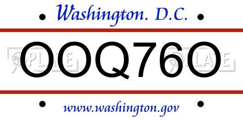 OOQ76O District Of Columbia License Plate