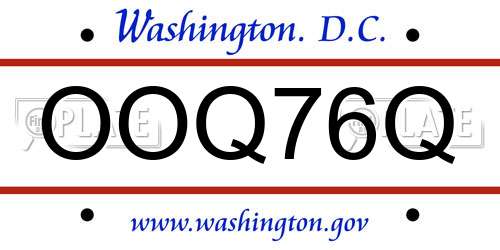 OOQ76Q District Of Columbia License Plate
