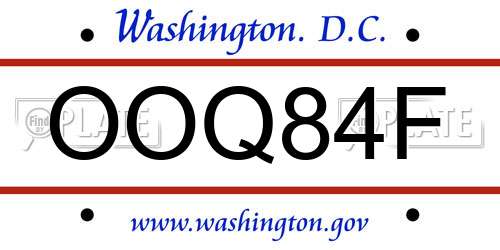 OOQ84F District Of Columbia License Plate
