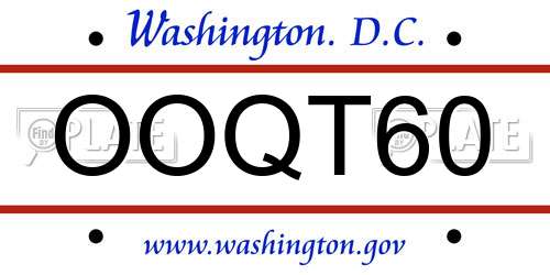 OOQT60 District Of Columbia License Plate