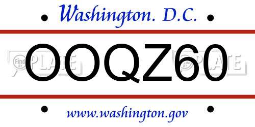 OOQZ60 District Of Columbia License Plate