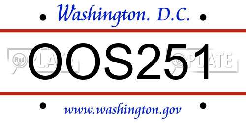 OOS251 District Of Columbia License Plate