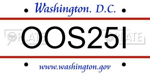 OOS25I District Of Columbia License Plate