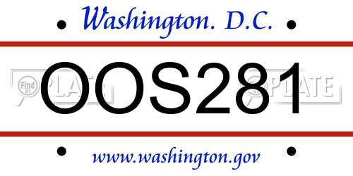 OOS281 District Of Columbia License Plate