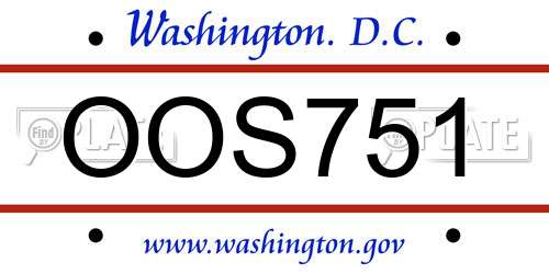 OOS751 District Of Columbia License Plate