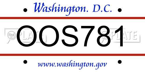 OOS781 District Of Columbia License Plate