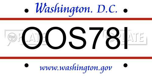 OOS78I District Of Columbia License Plate