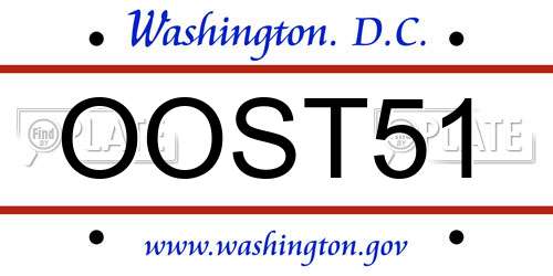 OOST51 District Of Columbia License Plate