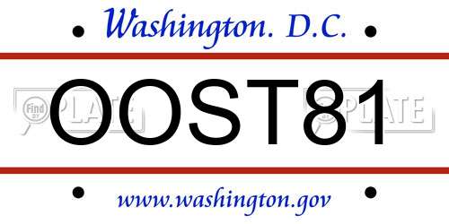OOST81 District Of Columbia License Plate