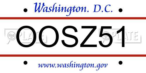 OOSZ51 District Of Columbia License Plate