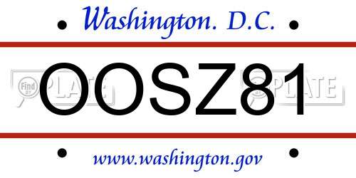 OOSZ81 District Of Columbia License Plate