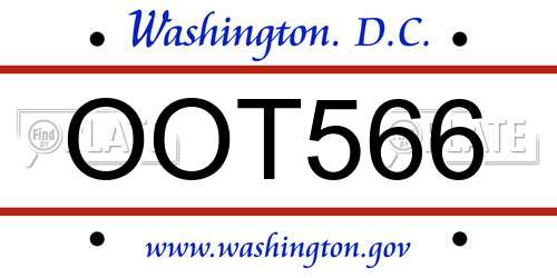 OOT566 District Of Columbia License Plate