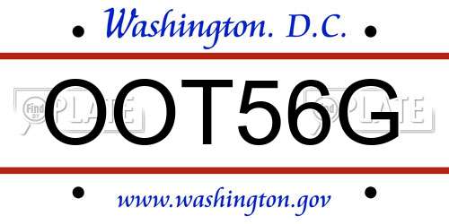 OOT56G District Of Columbia License Plate