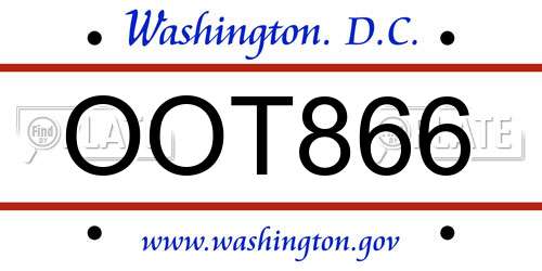 OOT866 District Of Columbia License Plate