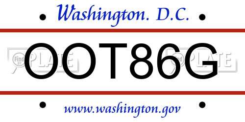 OOT86G District Of Columbia License Plate