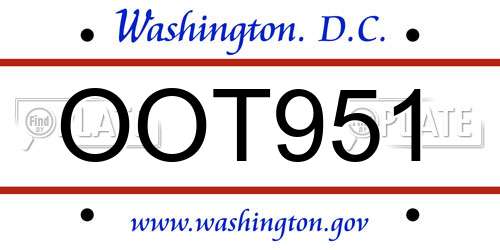 OOT951 District Of Columbia License Plate