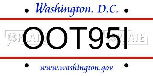 OOT95I District Of Columbia License Plate