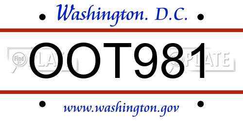 OOT981 District Of Columbia License Plate