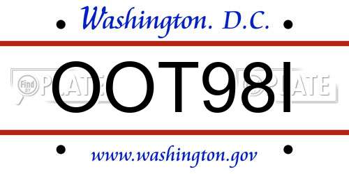 OOT98I District Of Columbia License Plate
