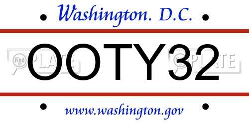OOTY32 District Of Columbia License Plate