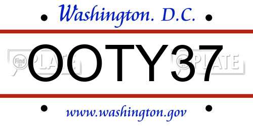 OOTY37 District Of Columbia License Plate