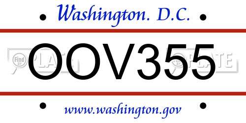 OOV355 District Of Columbia License Plate