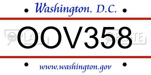 OOV358 District Of Columbia License Plate