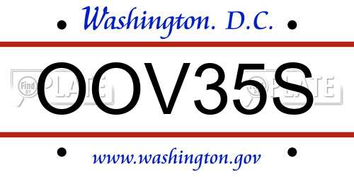 OOV35S District Of Columbia License Plate