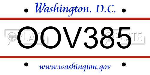 OOV385 District Of Columbia License Plate