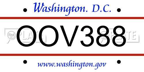 OOV388 District Of Columbia License Plate
