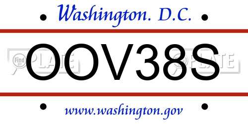 OOV38S District Of Columbia License Plate