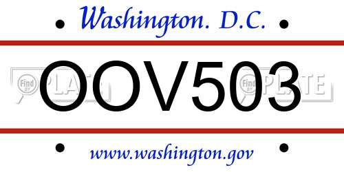 OOV503 District Of Columbia License Plate