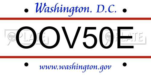 OOV50E District Of Columbia License Plate