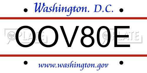 OOV80E District Of Columbia License Plate