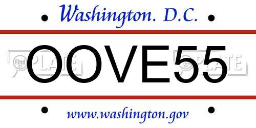 OOVE55 District Of Columbia License Plate