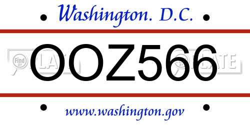 OOZ566 District Of Columbia License Plate