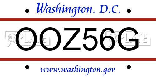 OOZ56G District Of Columbia License Plate